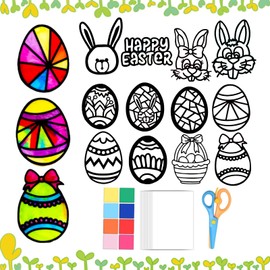 Tadpolez Easter Craft Children, Easter Paper Craft Set, Easter Eggs Craft Paper Children, Window Pictures Easter Craft Set, Easter Decoration Creative DIY, for Girls Boys Spring Easter Party Gift