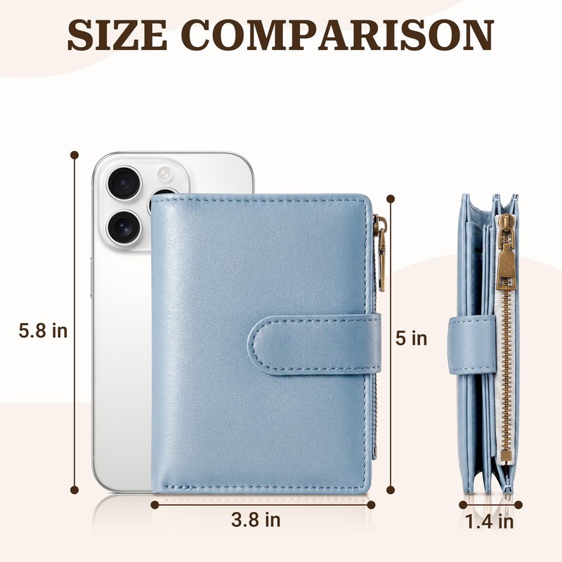 Espera Small Wallet Women Leather RFID Blocking Bifold Ladies Compact