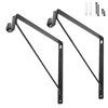 2 Pcs Heavy Duty Closet Rod Brackets Bulk 11"x11" Black
