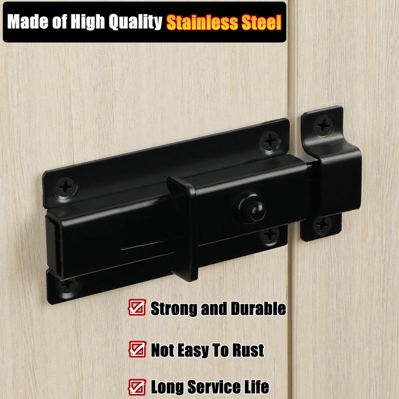 Alise Slide Bolt Gate Latch,Spring-Automatic Barrel Bolts Latches Safety Door