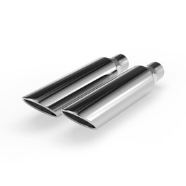 Richeer 2pcs 2.5 to 4 inch Exhaust Tip, 2 1/2" Inlet 4" Outlet 18" Overall Length Stainless Steel Exhaust Tip Universal for Vehicles with 2.5" O.D. Tailpipe, Weld On