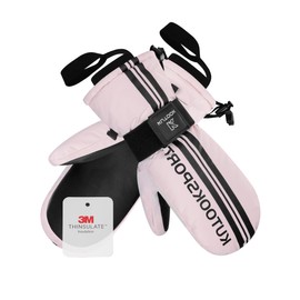 KUTOOK Ski Gloves Women Men Snowboarding Snow Waterproof Windproof Warm Winter Adult Wrist Outdoor Pink L