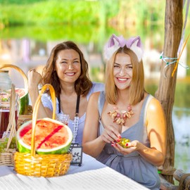 ZFKJERS ZFKJERS Handgefertigtes Fell Fuchs Katzenohren Stirnband Fursuit Kopfbedeckung Cosplay Kostüm Party Zubehör (Lila Weiß)