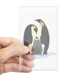 Sticker Clear (Rectangle) Large Emperor Penguin Family Huddled Together