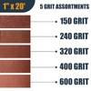 POWERTEC Emery Cloth Roll 5-Grit Assortment, 1" x 20 Ft.