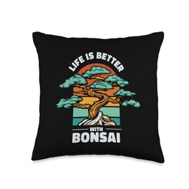 Bonsai Tree Plant Tools Care Kit Set Gifts Ideas Life is Better Indoor Pots Bonsai Throw Pillow, 16x16, Multicolor