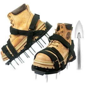 Bakulala Bakulala Lawn Aerator Shoes Free-Installation Grass Aeration Shoes with Stainless Steel Shovel, Heavy Duty Lawn Aerator Spike Shoes Lawn Aeration Tool with Hook & Loop Strap for Yard & Patio