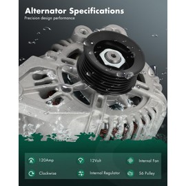 SCITOO Alternator Fit for Hyundai Santa Fe 03-06, XG300 01, XG350 02-05 & for Kia for Amanti 04-06, 3.0L 3.5L- 12V 120Amp CW S6 Pulley Class, Replace OE# 13887