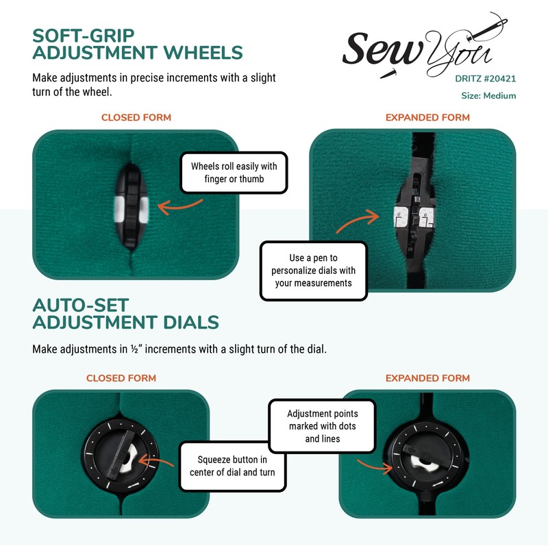 Dritz Sew You Adjustable Dress Form M/L, Sizes US 12–18,