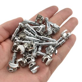 Hahiyo Furniture Connector Cam Lock Fittings Dowel Flat Back Fastener Table Side Knock Down with Pre-Inserted Bolt Nut Rock Solid Fit Hole Properly Good Grab for Drawer Dresser Cabinet 20Sets 10x12mm
