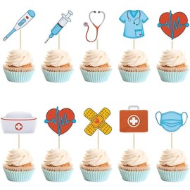 Gyufise 36 piezas de decoración de cupcakes para enfermera, escuela de enfermería, graduación, cupcakes para médicos, enfermeras, graduados, fiestas de cumpleaños, suministros de decoración de pasteles