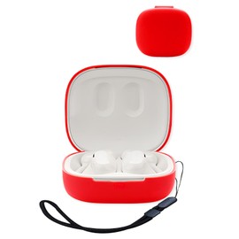 Case for Oladance OWS Active Noise Cancelling Earbuds,UYRUREL Premium Silicone Shockproof Protection Skin Touch Charging Port Accessible, Front LED Visible with Lanyard,Red.