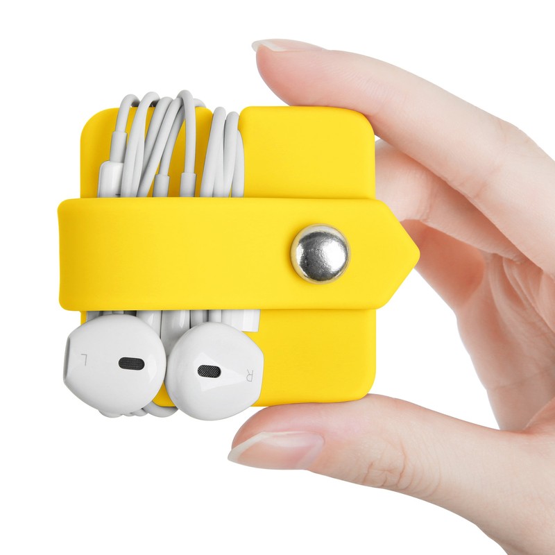 ELFRhino Portable Electronic Device Cover Cord Organizer for Earphones, Yellow