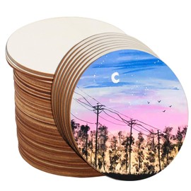 Wooden Discs, Pack of 50 Round Wooden Discs, Unfinished Wooden Plates, Round, 10 x 10 cm, for Decoration, Coasters, Crafts, Painting, DIY, 2.5 mm Thick