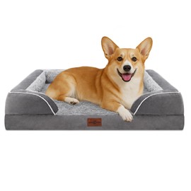 Comfort Expression Medium Dog Beds Waterproof Orthopedic Foam Dog Sofa Beds for Medium Large Dogs Comfy Pet Bed with Washable Removable Cover & Non-Slip Bottom(Medium,Grey)