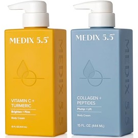 Medix 5.5- Loción de vitamina C + crema de colágeno, humectante antienvejecimiento, juego para el cuidado de la piel, loción de colágeno dirigida a las arrugas