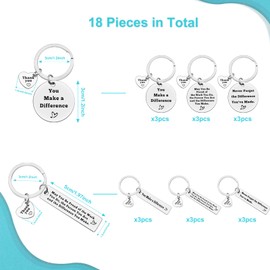 Ximalun 18 Pcs Thank You Gifts Appreciation Keyring Make a Difference Keyring Appreciation Gifts for Employee Staff Colleague Leaving Retirement Thank You Gifts for Nurse Teacher Coach Social Worker