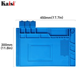 Kaisi Heat Insulation Silicone Repair Mat with Scale Ruler and Screw Position for Soldering Iron, Phone and Computer Repair Size:17.7 x 11.8 Inches
