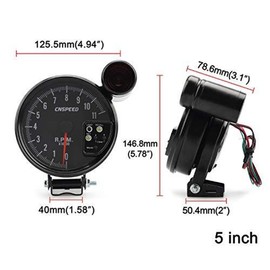 Riloer Car Face Pointer Tacho Tachometer, 0-11,000 RPM Digital Speedometer Tachometer Gauge Kit, Tachometer RPM Gauge with 5 Inch LED Display for 12V Gasoline Vehicles with 4 6 8 Cylinder Engines