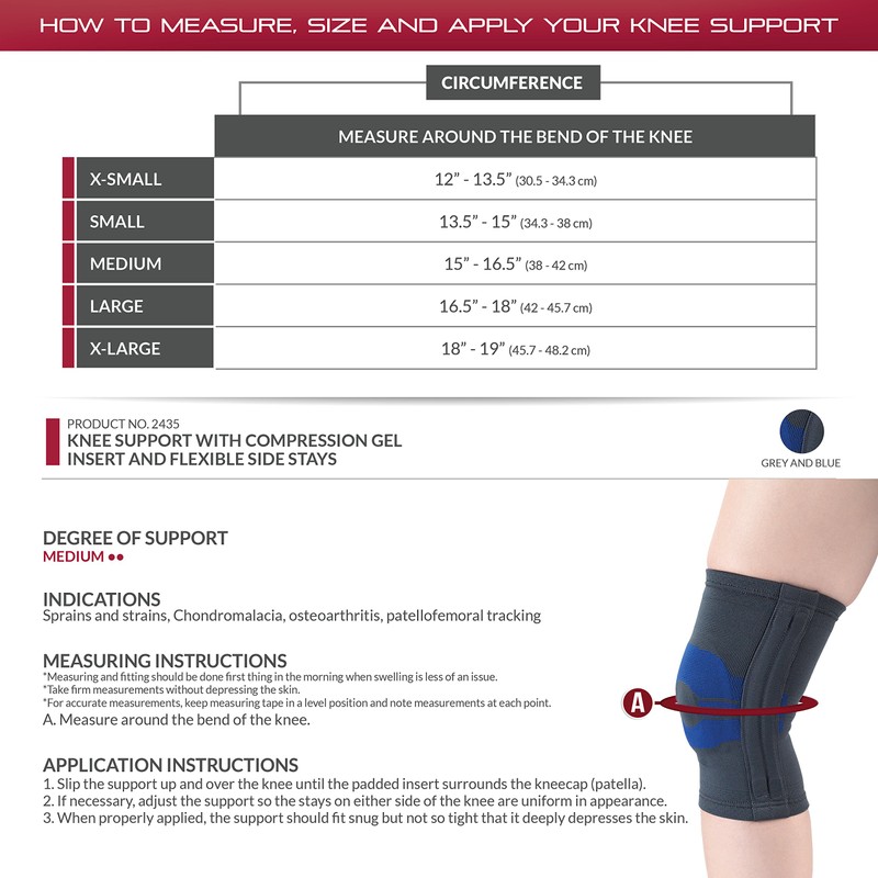 OTC Knee Brace, Compression Recovery, Gel Insert, Flexible Side Stays,