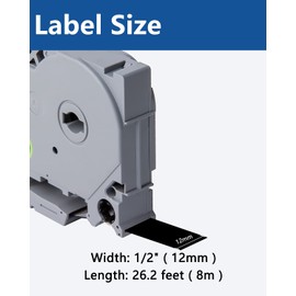 Msudoku Tze Tz Tape 12mm 0.47 Laminated Black Compatible for Brother P Touch Label Maker Tape TZe-335 TZe335 Label Tape for PT D200 D210 D220 D400 Cube, White on Black, 1/2 Inch x 26.2 Feet, 3-Pack