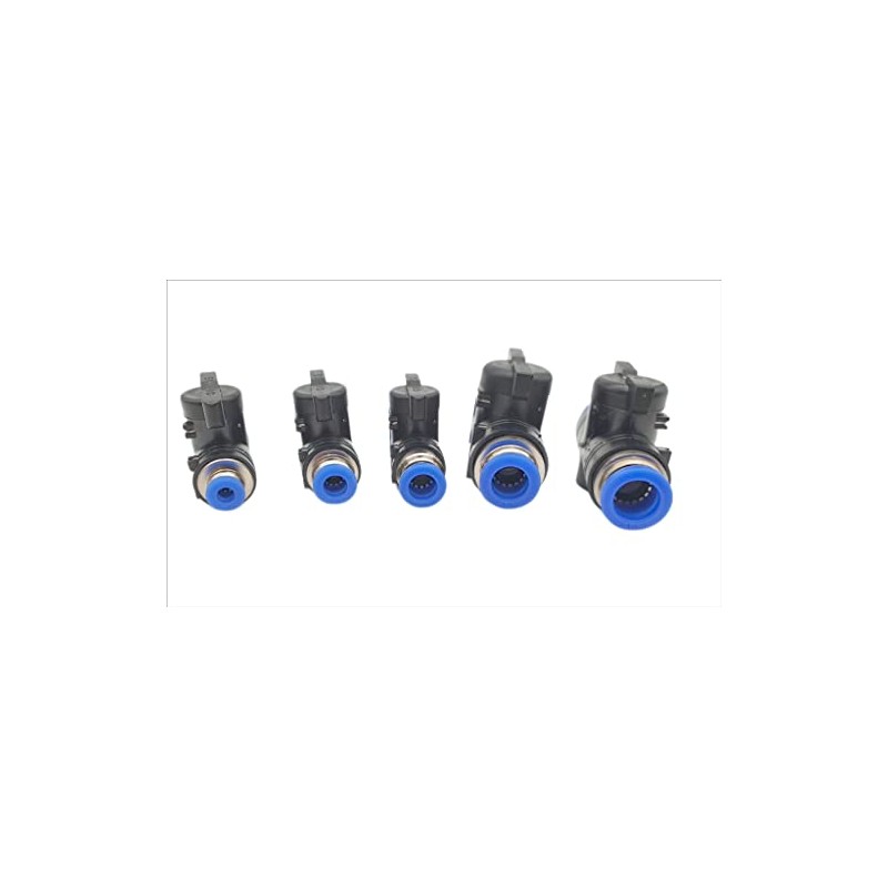 Shut-off valve with 8 mm plug-in connector, pneumatic connector, push