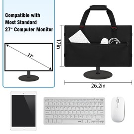 Doksmeria Monitor Carrying Case, Monitor Travel Case for 27" LCD Screens and Monitors, Protective Monitor Bag Computer Monitor Dust Covers with Padded Velvet Lining & Adjustable Shoulder Strap