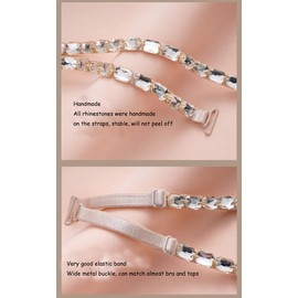 Women's Replacement Bra Straps Rhinestone Invisible Elastic Adjustable Removable Shoulder Straps Tops Dress Decoration Multi Color 7Pairs /Pack