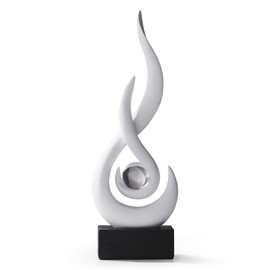 LNXMES Black Flame Sculptures Decor for Living Room, Modern Minimalist Statue Home Decoration for Dining Room, Abstract Art Sculpture for Shelf, TV Stand, Coffee Table Decoration (White-29.5 cm)