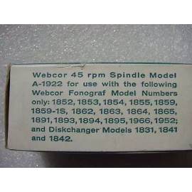 New NOS WEBCOR A-1922 With Instructions / Box 45 RPM TURNTABLE RECORD ADAPTER