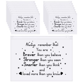 60 Pieces Inspirational Makeup Bags You are Braver Smarter Stronger Makeup Bags EVA Makeup Bag Cosmetic Toiletry Bags Purse Birthday Gifts for Women