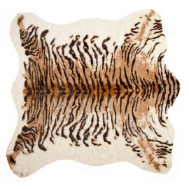 Luxe Faux Fur Luxury Soft Premium Quality Fade Resistant Shed Free 100% Animal-Free Faux Cowhide Area Rug, 4-1/4 ft x 5 ft, Tiger