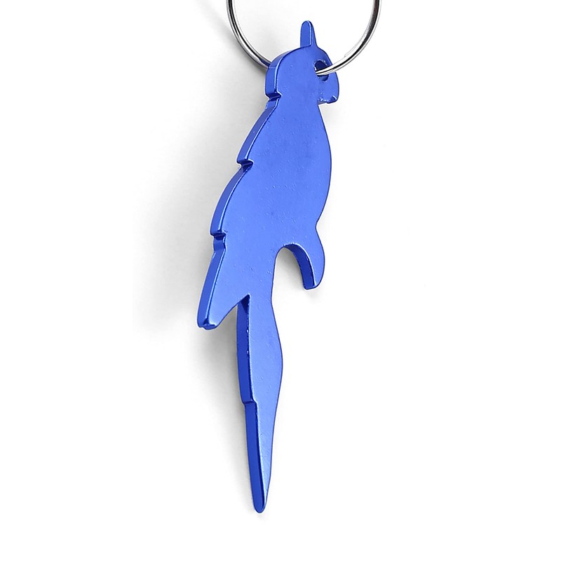 Komonee Parrot Blue Bottle Opener Key Chain Metal Wildlife Bird