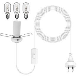 Salt Lamp Cord Replacement with ON/Off Switch and 3 Free Bulbs, Original Replacement Power Cord with Base Assembly E14 Socket & Metal Clip, for All Himalayan Crystal Salt Rock Lamp - 240V SAA Standard