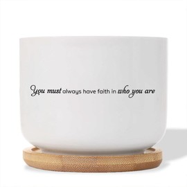 DecStic You Must Always Have Faith in Who You are Ceramic Planter Bible Verse Planters for Outdoor Plants with Drainage Holes and Saucers Pot for Pots Outdoor Indoor Plants