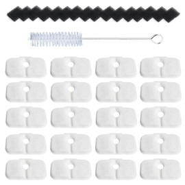 20 Pack Fountain Replacement Filters & 20 Pack Pre-Filter Sponges and a Cleaning Brush for PETLIBRO® Dockstream Cat Water Fountain PLWF005, PLWF105, PLWF115.