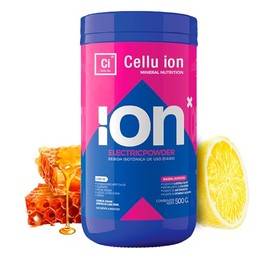 ION X | Electrolitos En Polvo Con 7 Electrolitos Esenciales + Vitamina C | Con Cúrcuma y Endulzado con Miel De Abeja Orgánica Sin Cafeína - Sabor Limón | Cellu Ion 50 Porciones 500g | Importante: Una Vez Abierto Refrigerar y Cerrar Bien!