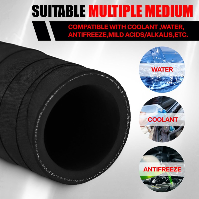 BEIJIULI Flexible Rubber Radiator Coolant Straight Hose 100PSI (2" ID)