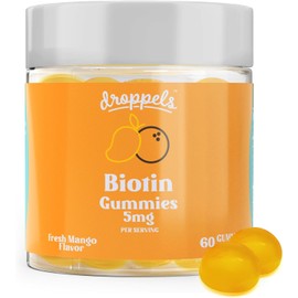 "Droppels Vegan Biotin Gummies for Healthy Nails and Hair Growth - 5,000 mcg, 60 Count"