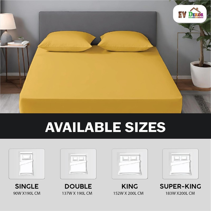EV Dekor®MF123 Fitted Sheet Single, Ochre Yellow - Deep Pocket