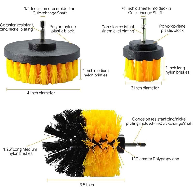 3 Pcs Drill Brush Attachment Set, Power Cleaning Scrub Brush