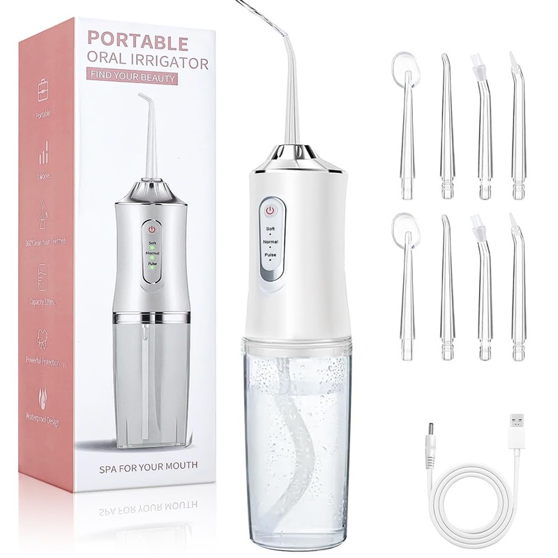 RONSXY Irrigador Bucal, Hilo Dental de Agua Inalámbrico con 8