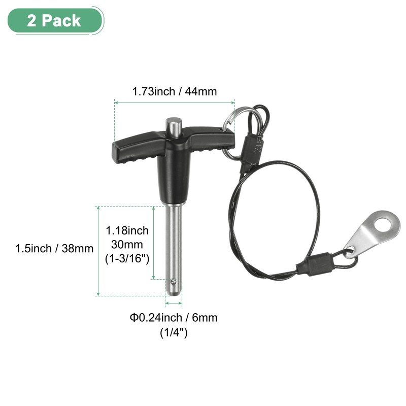 M METERXITY Pack of 2 T-Handle Locking Pins, 1/4 Inch