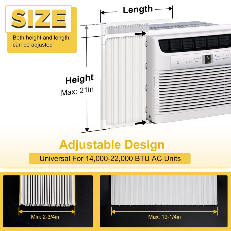 Powrocket Window Air Conditioner Side Panels with Frame,Adjustable Extra Wide