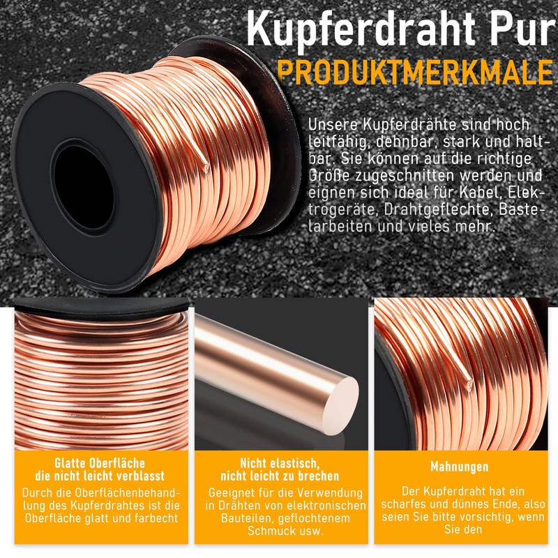 Copper Wire, Diameter 2.0 mm x 10 m, Pure Copper