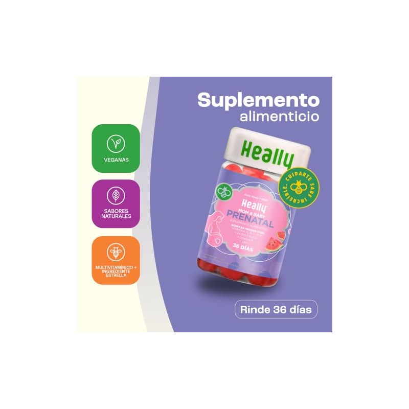 Heally Gomitas Prenatales Ácido Fólico Mujer Omega Zinc Vitaminas Multivitaminico