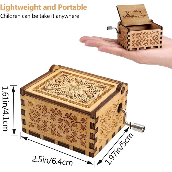 Sywan You are My Sunshine Wood Music Boxes, Vintage Hand Crank Carved Musical Box for Birthday/Christmas/Valentine's Day