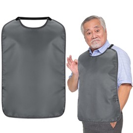 Twistover 1pcs Double Layer Stretchable Adult Bibs with Crumb Catcher Waterproof Washable Clothing Protector Adult Bibs for Eating (Pure,Gray)