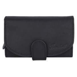 Benthill Damen Geldbörse Vintage Leder | Damen Portemonnaie mit RFID Schutz | Gelddbeutel mit vielen Kartenfächer | Echtleder Damenbörse inkl. Geschenkbox, Farbe:Black (H)