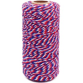 Cotton Twine Red Blue and White Baker String 2mm Thick 328 Feet Christmas Twine for Gift Wrapping DIY Crafts Home Party Decoration Gardening